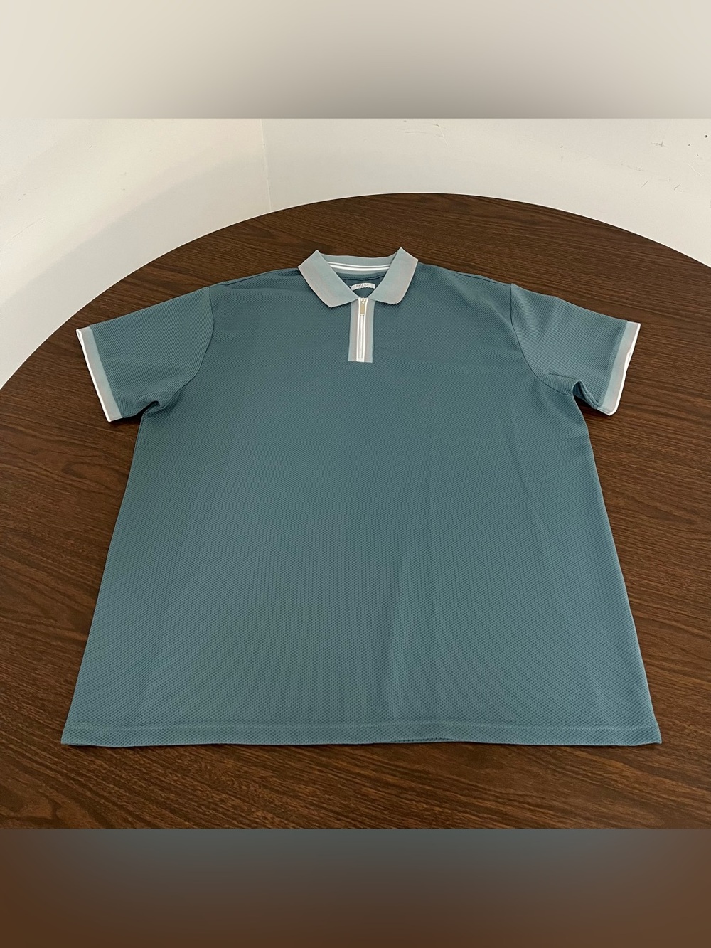 Bruno Milano Mens 3XL Zip Polo Shirt Slate Blue Textured